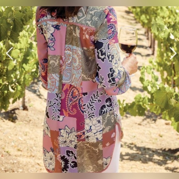 NEW Soft Surroundings Alvadore Fleur Patchwork Tunic Top Size Petite Medium NWT - Picture 3 of 8